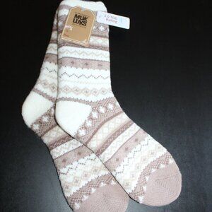 Muk Luks Tall Fleece Tan Insulated Socks - NEW